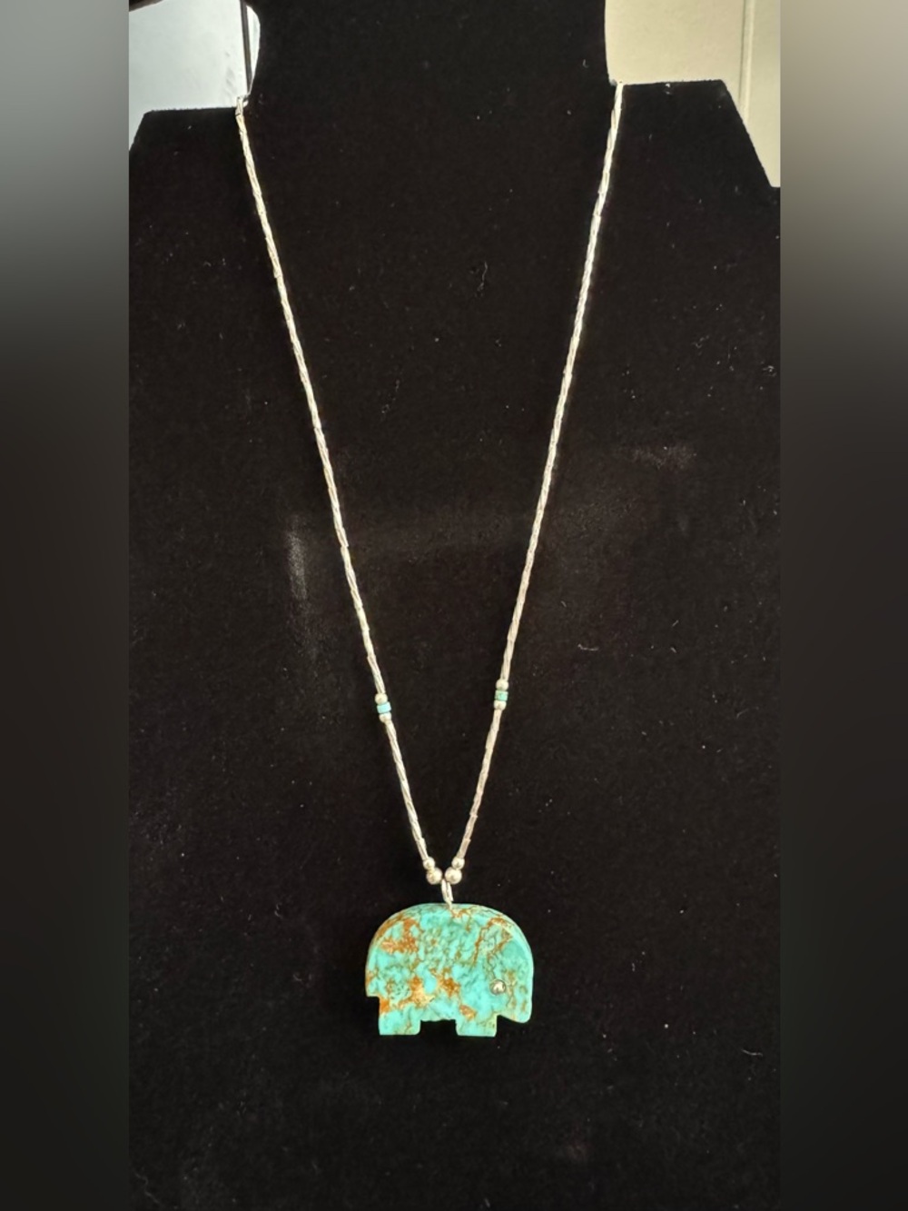 Turquoise Elephant Pendant with Sterling, silver Necklace - Women Jewelry
